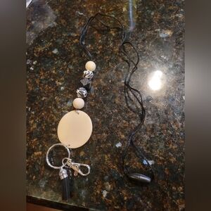 Black and Cream Lanyard Necklace